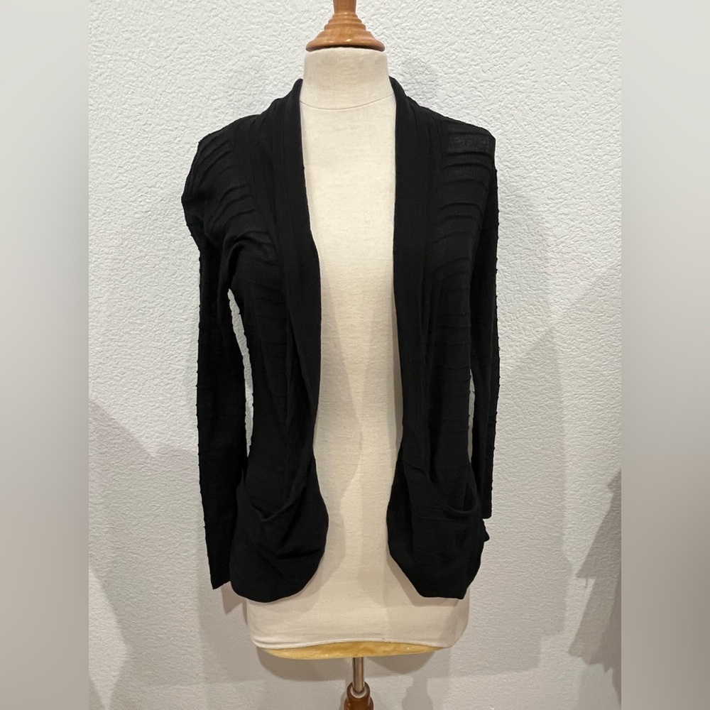 Self Esteem Black Semi‎ Sheer Open Front Cardigan.